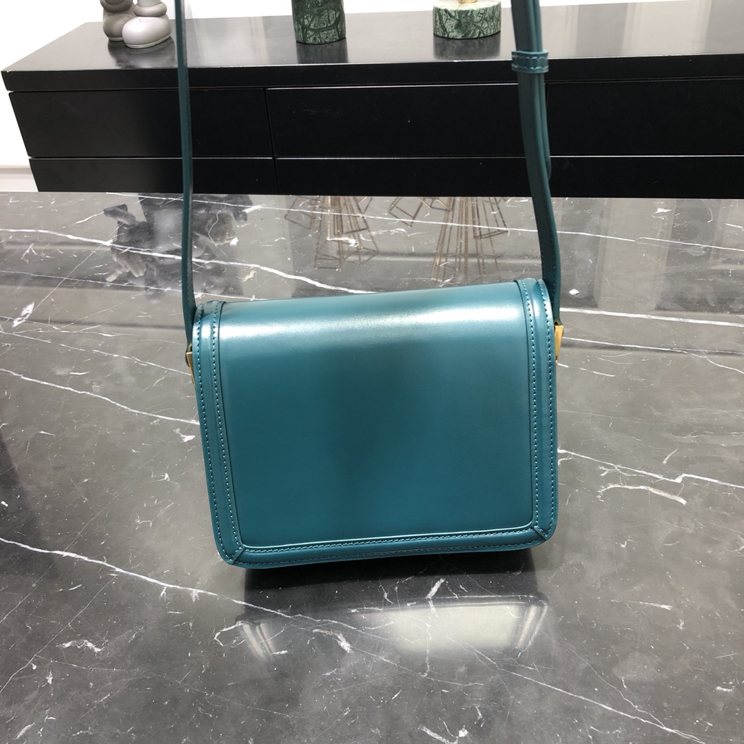 Saint Laurent Solferino Box Small Calfskin Handbag Shoulder Bag Blue 634306 